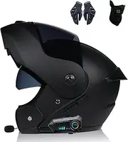 Bluetooth Full Face Motorcycle Helmet, DOT/ECE Approved Flip-Up Anti-Fog Dual Visor Motorcycle Helmet for Men and Women