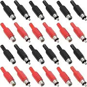 eMagTech 40PCS Solder RCA Plug Adapter Audio Video Connector Replacement RCA Male and Female Plug Jack (10 Red/Black Male & 10 Red/Black Female)