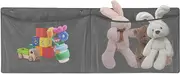 Stuffed Animal Net - Large 2-Pocket Toy Net - No Drilling Wall Mounted Stuffed Animal Holder, Mesh Toy Holder for Living Room Bedroom Kids Room