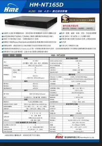 在飛比找Yahoo!奇摩拍賣優惠-500萬 環名16路 HM-NT165D 16CH 1080