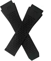[Watch Strap World] Black FKM Rubber watch band with quick release mechanism to fit TAG Heuer Connected E3 and E4 45 mm smart watches.