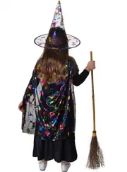 Sparkly Girls Rainbow Witch Hat and Cape Costume Set