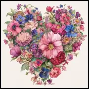 Heart Shaped Flowers - Counted Cross Stitch Patterns - Color & BW Symbols