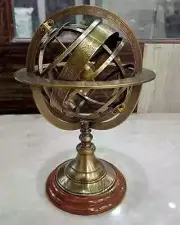 Engraved Brass Tabletop Armillary Nautical Sphere World Globe With Base Table