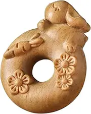 Wooden Rabbit Ornament Table Top Decor Keyrings for Car Keys Retro Decor Couple Jewelry Chinese New Year Charms Key Rings Key Ring Pendant Ornaments Sandalwood Desktop/620