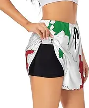 [GaxfjRu] Italian Flag Map Print Women's Running Shorts High Waisted Running Shorts Pocket Sporty Gym Elastic Short