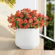 -Pack Artificial Faux Flowers, UV-Resistant Silk Fake Plants Spring 12 Orange