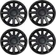 TuningPros WSC3-610B17 4pcs Set Snap-On Type (Pop-On) 17-Inches Matte Black Hubcaps Wheel Cover