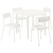VIHALS / VIHALS table and 4 chairs, white white/white, 107 cm