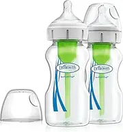 Dr. Brown's Wide Neck Options with Glass Feeding Bottle 2 Pack, 270 ml