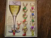 Boston Warehouse Lot of 12 Colorful Christmas BULBS & ELF SHOES Wine Markers~NIP