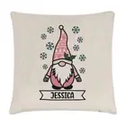 Personalised Gonk Gnome Pink Festive Christmas Cushion Cover Pillow Gift Funny