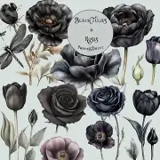 Junk Journal Supplies Black Tulips & Roses Ephemera Set, Die Cuts, Scrapbooking