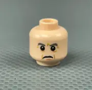 LEGO Minifigure Light Nougat Head Dark Bluish Gray Eyebrows Crow's Feet Frown