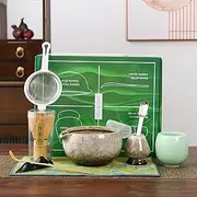 Matcha Whisk Set 9pcs Matcha Bowl Sets Matcha Tea Bowl Bamboo Matcha Whisk Matcha Scoop Whisk Holder Scoop Holder Tea Cup Stainless Steel Tea Scoop Sifter Tea Cloth, Japanese Matcha Tea Kit