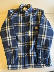 Carhartt Relaxed Fit Flannel Sherpa Lined Mens Sz S Shirt Jacket TJ4452-M Plaid