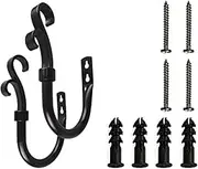 Curtain Holdbacks U-Shaped Double Curtain Hook Accessories Iron Paint Curtain Tie Wall Hook - Black