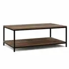 New Coffee Table Wooden Rustic Vintage Storage Shelf Metal Frame Black