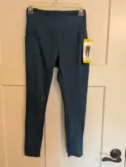 Danskin Ladies' High Rise Brushed Legging Teal. Size Small
