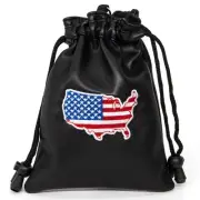 American Flag Leather Valuables Bag with Drawstrings - Golf Tee Pouch for Men...