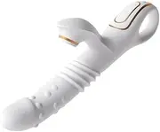 Sex Toys Female Dildo Vibrator, 6-Frequency Stretch Swing 9-Frequency Vibrating Sucking Thrust Heated Waterproof Clitoral Stimulator Sexual Pleasure Vibrator Tool (White)