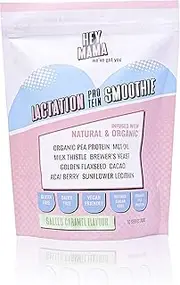 Hey Mama Lactation Supplement Protein Smoothie - Breastfeeding Support, Postpartum Nutrition, Gluten and Dairy Free - 300g Salted Caramel - 10 Servings