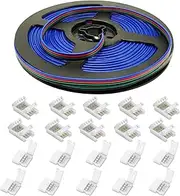 49.21ft(15M) LED RGB Extension Cable UL Recognized-AWSOM LED Strip Wire 4 Pin Tinned Copper with Reel Package for SMD5050 3528 Color Change LED Tape Lights