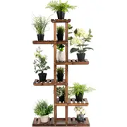 GREENYHAVEN Wood Plant Display Shelf Stand Flower Pot Storage Rack Holder