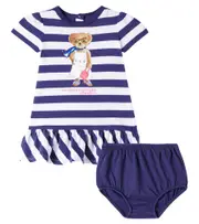 [Polo Ralph Lauren Kids] Polo Ralph Lauren Kids Baby Polo Bear dress and bloomers set M 9 multicoloured