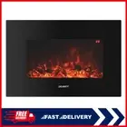 Electric Fireplace Fire Heater 2000W Black Metal Tempered Glass 3D Flame Heaters