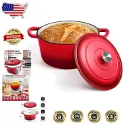 Elegant 7 Quart Enameled Dutch Oven with Self-Basting Lid - Cast Iron Cookware