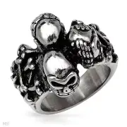 DAZZLING GENTLEMENS METALLIC STAINLESS STEEL RING WITH BLACK ENAMEL SIZE 11 #08