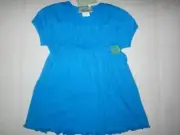 Periscope Girls size 5 Blue stretch smocked short sleeve Top NWT
