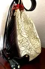 Marino Orlandi Sling Backpack Bag Tote Embossed Italian Leather Rose Florets New