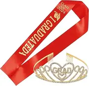 [BESPORTBLE] Graduation Crown with Sash Elegant Graduation Party Accessories for Women Durable Metal Tiara and Sash for Celebrating Achievements and Events