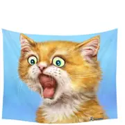 Funny Kittens Ginger Kitty Cat is in Shock Tapestry