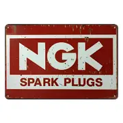 2x Ngk Spark Plugs Tin Metal Sign Auto Rustic Look Vintage Man Cave