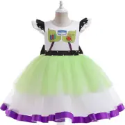 Kids Girls Buzz Lightyear Cosplay Dress Birthday Party Role Play Ball Gown Gifts