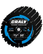 CRALY 7-1/4 Inch 24 Teeth Wood Cutting Framing Circular Saw Blade, 5/8 Inch Arbo