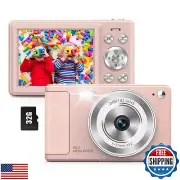 WONNIE Digital Camera 56MP, FHD 1080P Point and Shoot Camera with 32GB SD Car