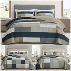 Chezmoi Collection Plaid Patchwork Stone Washed Cotton Quilt Bedspread Set