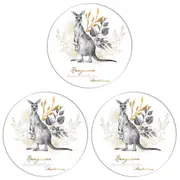 3PK LMD Kangaroo Ceramic Surface Protector Trivet Decor Round 25cm Black/White