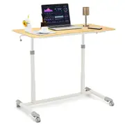 Costway Lift-up Computer Desk Mobile Office Writing Table Workstation Gaming Study Home Natural
