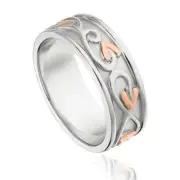Gents Welsh Clogau Sterling Silver & 9ct Rose Gold Tree Of Life Band UK-M US-6