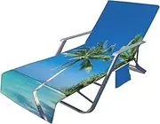 Sun Lounger Beach Towel with Pockets, Beach Chair Cover Towel, Beach Towel Lounger Bags with Pockets Sunbed Towels Fitted Microfiber Sun Lounger Towels,E