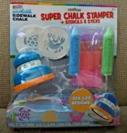 ROSEART WASHABLE SIDEWALK CHALK STAMPER & STENCILS SEA LIFE DESIGNS FBY74