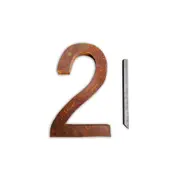 A.FRESCO Steel House Number TWO Wall Address Sign/Plaque 26.6x40cm Rust