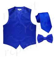 New Men's royal blue formal vest Tuxedo Waistcoat_necktie & bowtie set wedding