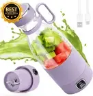 Portable Blender, 6 Blades, USB Rechargeable, 350ml Juicer Cup, 3000mAh, Purple
