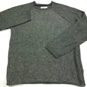 And Now This Deep Pine Green / Gray Textured Crewneck Sweater Mens Medium
